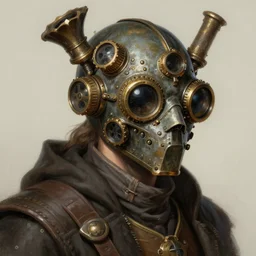a detailed portrait of a made in abyss character with a steampunk mask, by justin gerard and demizu posuka, digital art, realistic painting, very detailed, fantasy, dnd, character design, trending on artstation