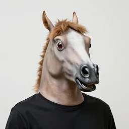 a man wearing an horse Mask