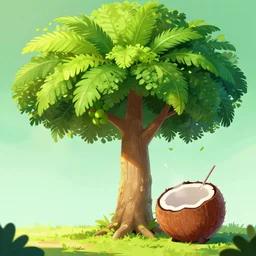 of the kokotree ( of the kokotree ), coconut, coconut, cartoon, cartoon, global lighting, digital art, artstation