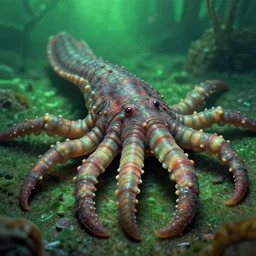 hyperrealistic close-up pastel rococo sea monster! highly detailed concept art eric zener elson peter cinematic hard green lighting high angle hd 8k sharp shallow depth of field, inspired by David Paul Cronenberg and Zdzisław Beksiński