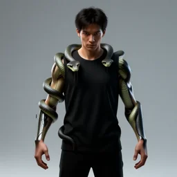 a man with snakes replacing his arms , made by Stanley Artgerm Lau, WLOP, Rossdraws, ArtStation, CGSociety, concept art, cgsociety, octane render, trending on artstation, artstationHD, artstationHQ, unreal engine, 4k, 8k,