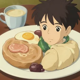 hearty breakfast, no people, photo, a close - up, digital art, illustrations, by makoto shinkai and studio ghibli