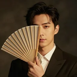 a gentleman with a fan instead of a face