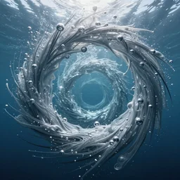 the threads of reality are unraveling, underwater ocean, spiraling bubbles, flashes of swirling silver, unreal engine
