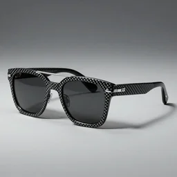 a unique high fashion carbon fiber sunglasses, product shot, gta5 style, 3d render, octane render, photorealistic, high detail, studio lighting