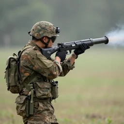 soldier firing a bazooka