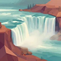 a low poly isometric render of niagra falls in the style of monument valley, intricate, elegant, smooth shading, soft lighting, illustration, simple, solid shapes, by magali villeneuve, jeremy lipkin and michael garmash, rob rey and kentaro miura style, octane render