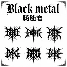 black metal concert flyer, black metal logos, unreadable, 3 band lineup
