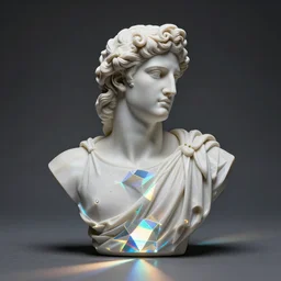 “Light prism in the shape of Greek God Apollo, refraction, light rays shining through, realistic, hyperrealistic, very realistic, highly detailed, very detailed, extremely detailed, detailed, digital art, trending on artstation, 4k photo”