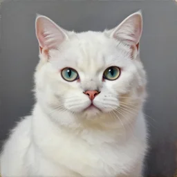 white cat ( with fashion model face )!!!, hyperrealism oil painting portrait