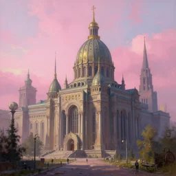 city of syzran!!!, militaristic!!!, romantic!!!, hyperrealistic, highly detailed, cinematic, pink sunlight!, beautiful, cgssociety, artstation, 8 k, oil painting by greg rutkowski, by artgerm, by wlop
