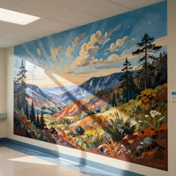 mural art that can be seen on the wall of a hospital
