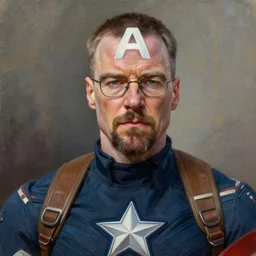 a oil painting of Walter white as captain America
