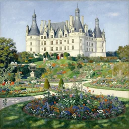 castle flower garden on hills by henri rousseau masterpiece shadows and highlights mucha beksinski