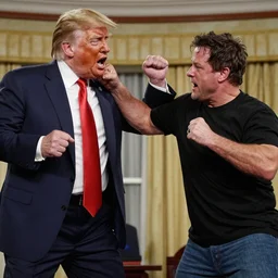 Donald Trump punching Joe Rogan in the face, 8k,