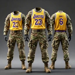 army rangers new uniforms, los angeles lakers jersey inspired, militaristic concept, high octane render