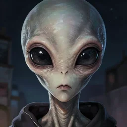 a potrait of an alien with big eyes, scary - face, realistic shaded perfect face, fine details. night setting. very anime style. realistic shaded lighting poster by ilya kuvshinov katsuhiro, magali villeneuve, artgerm, jeremy lipkin and michael garmash, rob rey and kentaro miura style, trending on art station