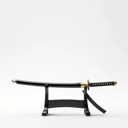elegant katana, clean 3d render, octane render, isolated on a pure white background, centered, entire object in frame, sharp focus, soft studio lighting