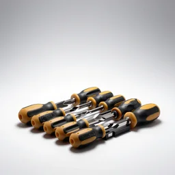 industrial screwdriver set, professional product shot, isolated on a pure white background, centered, entire object in frame, sharp focus, soft studio lighting