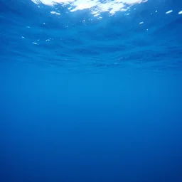 A beautiful view of a  an underwater blue ocean on an alien world, cinematic view, water world, blue sky, azure waves of water, science fiction, daylight, by John Harris, Federico Pelat, Ivan Aivazovsky, Matte Painting, 4k,