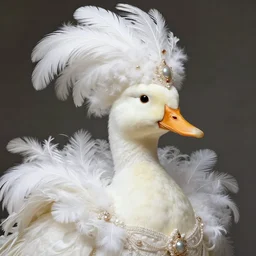 a beautiful empress portrait, with a brilliant, impossible striking duck headpiece, white duck feather clothes, everything duck, rococo, baroque, feathers, asian, realistic, closeup, d & d, fantasy, intricate, elegant, highly detailed, digital painting, artstation, octane render, 8 k, concept art, matte, hypermaximalism, sharp focus, hyperrealism, art by artgerm and greg rutkowski and alphonse mucha