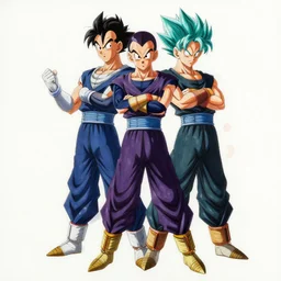 fusion of goten and trunks, gotenks, anime, 4 k, detailed, full body, painting, on paper, paint smears, smooth