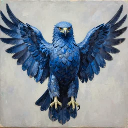 blue spectral eagle, oil on canvas, hyperrealism, photo realistic, high detail, cinematic, masterpiece, intricate, centered
