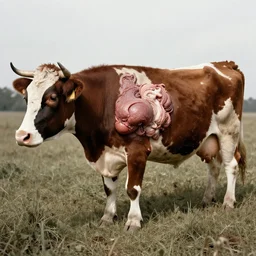 cow blob flesh mutation failed test experiment (1934) colorized photograph