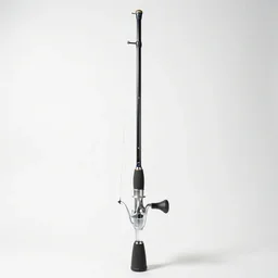 translucent fishing rod, photorealistic, isolated on a pure white background, centered, entire object in frame, sharp focus, soft studio lighting
