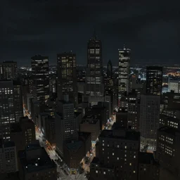 muted color photorealistc painting of a nightmarish boston downtown in 1 9 2 5 skyline at night, aerial view, dark, brooding, night, atmospheric, horror, cosmic, ultra - realistic, smooth, highly detailed