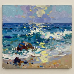 an irreverent ocean, dramatic naturalistic impasto painting, vivid colors, visible brushstrokes, chiaroscuro, 8 k scan, oil on textured canvas in style of john harris
