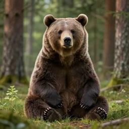 3 d render of a sitting bear in the forest, detailed, 8 k