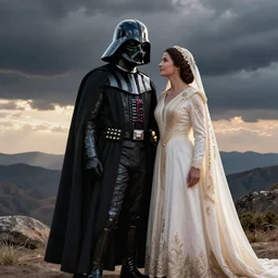 Darth vader marrying Padme, Photorealistic