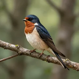 photography, hirundo rustica in a forest tree, illustration by goro fujita, sharp focus, highly detailed, artstation
