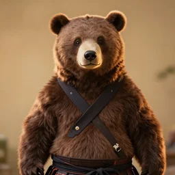 anthropomorphic samurai bear, fursuit, cosplay, warm light, trending on instagram, photography, sigma 8 5 mm f / 1. 4
