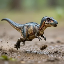 award winning photo by national geographic of a tiny muddy dinosaur running very fast in the mud, rainy day, motion blur, tiny gaussian blur, insanely detailed, insanely intricate, depth of field, low contrast, summer, wide aperture, action photography