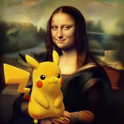 beautiful oil painting of Lady with a pikachu by Leonardo da Vinci