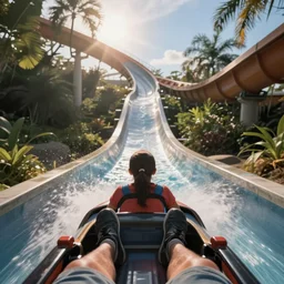 first person perspective of going down a water slide