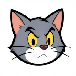 a cartoon cat head logo in the style of matt groening