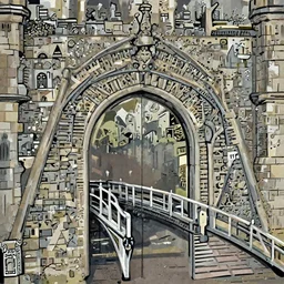1950s castle gate with drawbridge muted colors. by Keith Parkinson