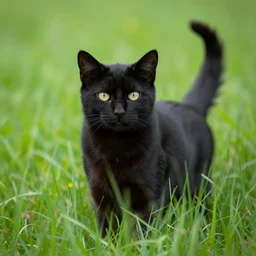 black cat in tall grass photo