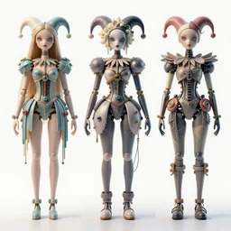 fashion dreamy digital reference sheet ball - jointed! plastic! doll!! weird! sci - fi high fashion clothing! beautiful hair! krenz cushart peter mohrbacher norman rockwell michael cheval gerald brom alphonse mucha beautiful detailed face strange unique design futuristic attire white background wtf! jester