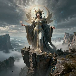 minatory masterpiece of mythological origin east west precipice of fate, cyber embellishment, 8k resolution,