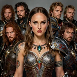 young natalie portman, legendary warrior, heroic fighter, world of warcraft, diablo, tattoos, decorative ornaments, battle armor, by carl spitzweg, ismail inceoglu, vdragan bibin, hans thoma, greg rutkowski, alexandros pyromallis, perfect face, sharply detailed illustration, centered, rule of thirds, photorealistic shading