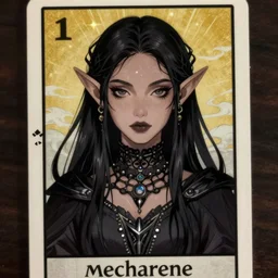 dark elf maiden, portrait, beautiful face, fantasy anime, tarot card, art by mecharene, cinematic, 4K