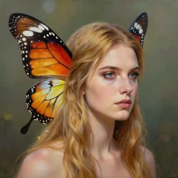 A professionaly painted portrait of a male archfey, monarch butterfly theme, 4k, painted by Terese Nielsen, trending on artstation, tasteful, bokeh, hyperrealistic, highly detailed, good proportions
