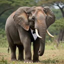an elephant wearing a tuxido, realistic 8 k