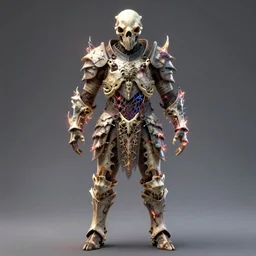 A full armor set constructed from bones pulsing with necrotic energy, highly detailed, photorealism, substance painter, texturing XYZ, Subsurface scattering, cinematic lighting, Unreal engine 5, octane render, cinema4d, vray, redshift, keyshot, Arnold render, marmoset toolbag,