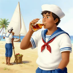 sailor of village people drinking spiced rum
