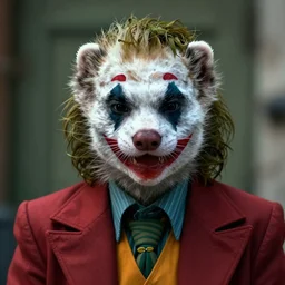 A ferret is The Joker, hyperdetailed, artstation, cgsociety, 8k